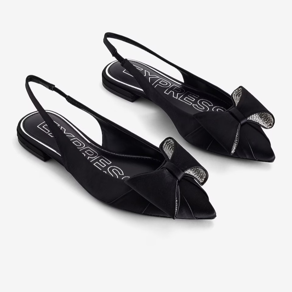 Rhinestone Bow Slingback Flats